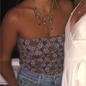 Lily White Blue and Orange Floral Skirt or Tube Top